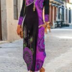 Women's Dresses Printed Pocket Long Sleeve Maxi Dress