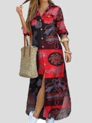 Printed Single-breasted Maxi Dress - Image 5