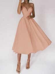 Women's Dresses Solid Sling Bare Back Sleeveless Dress - Image 5