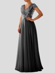 Women's Dresses V-Neck Sequin Evening Dress - Image 4