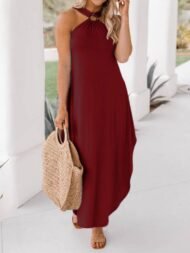 Women's Dresses Casual Halterneck Off-Shoulder Pocket Dress - Image 3