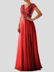 Women's Dresses V-Neck Sequin Evening Dress - Image 2