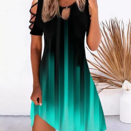 Women's Dresses Printed Off-Shoulder Short Sleeve Dress