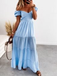 Women's Dresses Short Sleeve Off Shoulder Strap Dress - Image 6