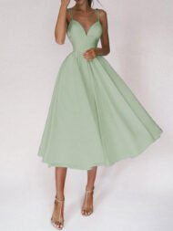 Women's Dresses Solid Sling Bare Back Sleeveless Dress - Image 4